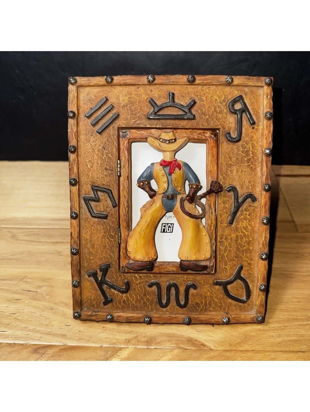 FIGI Cowboy Hinged Photo Frame 3.5x5 Western Southwestern Rustic Decor